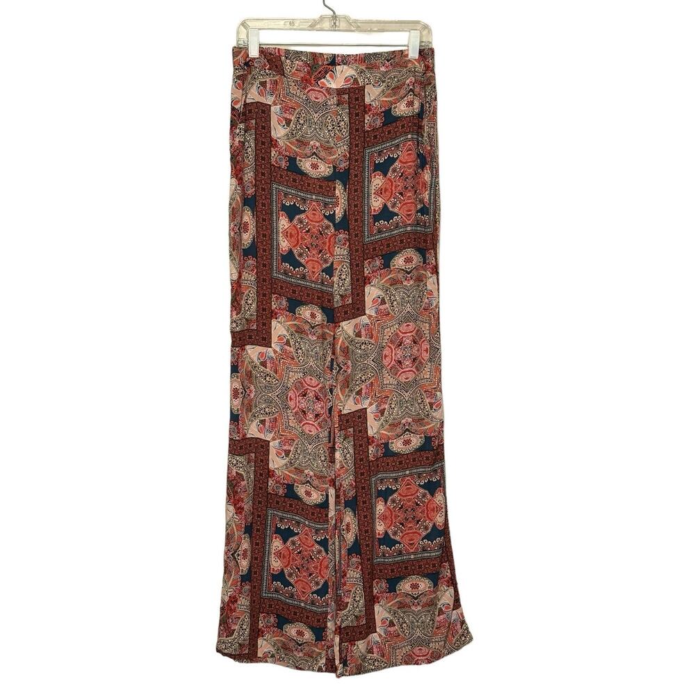BCBGeneration orange spice printed wide legs pull on pants size Medium